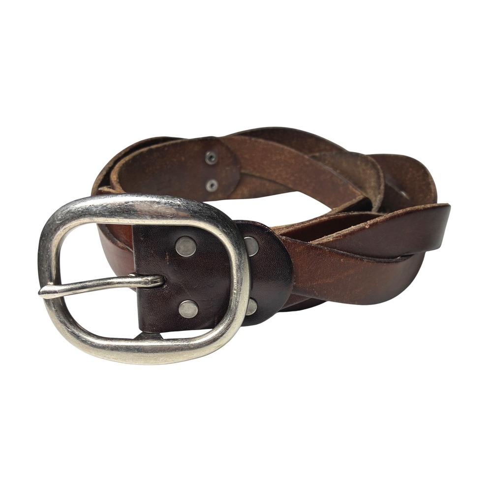 Abercrombie & Fitch Brown Leather Chunky Oversized Buckle Belt XS/S